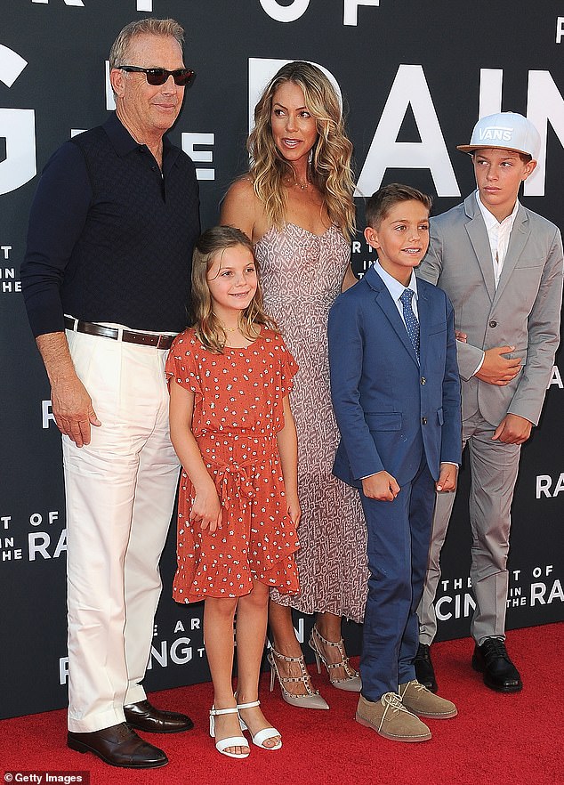 Battle over child support: Kevin and Christine welcomed three children into their nearly 19-year marriage: Cayden, 16, Hayes, 14, and Grace, 13;  seen in 2019 in Los Angeles