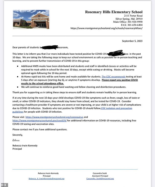 The letter sparked outrage, with many fearing the reintroduction of mask mandates in schools is a slippery slope towards the return of Covid-era restrictions.