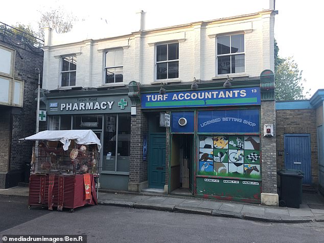 Goodbye: The pharmacy and Turf Accountants are also deserted, while other photos show sets of different family living rooms