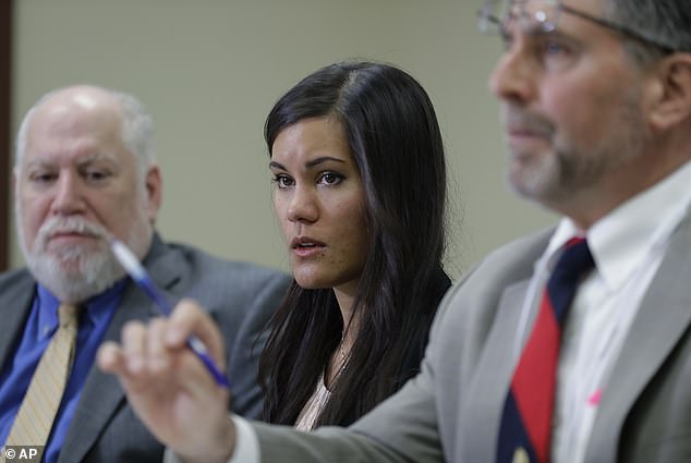 A CDC report found that Weberg tested positive for Hepatitis C, though her lawyers said at the time she had tested negative.  Pictured: Weberg with her lawyers