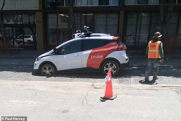 A self-driving car that hoped to revolutionize transportation in California has run into trouble again after driving straight into wet cement and getting stuck.