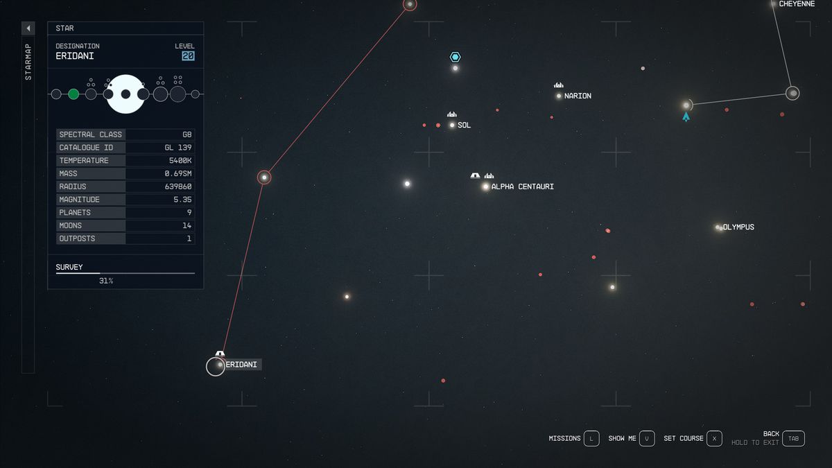 The Eridani system in Starfield