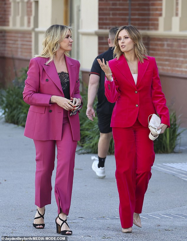 A Current Affair star Allison Langdon, 44, and Nine star Leila McKinnon, 50, looked deep in conversation as they entered the event.  The pair opted for trouser suits for the event