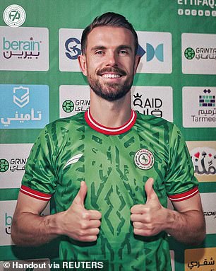 Henderson makes a delighted figure as he confirms his move to Al-Ettifaq last month