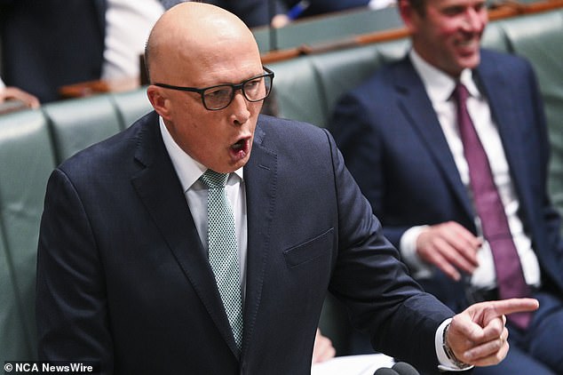 Opposition leader Peter Dutton (pictured) plans to hold a second referendum if the vote falls through next month