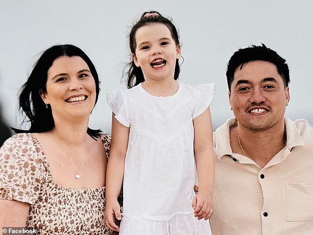 Norah (center) is pictured with her mother Allie Broughton, 31, and father Trey Terei-Bristowe, 30