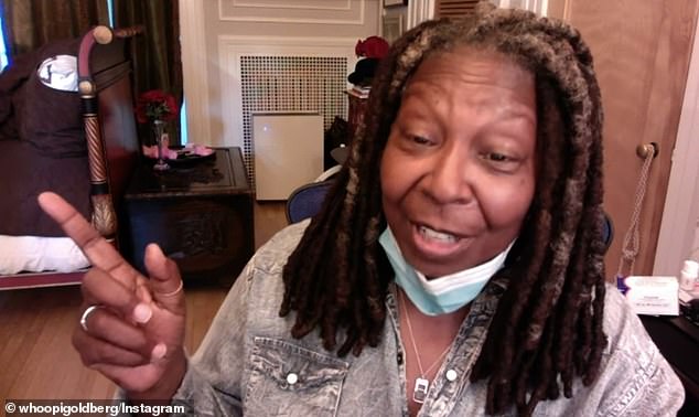 Whoopi referred to a man who is at her house saying he wears four masks