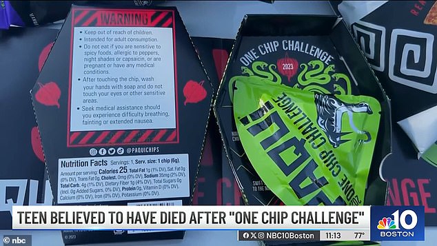 Harris complained of abdominal pain after eating the chip provided by a classmate