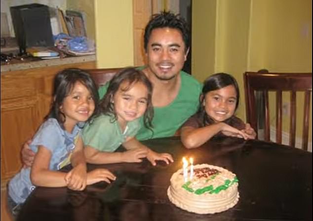 Mr Ramos is pictured above with his three daughters several years ago.  This image was posted as part of a video asking for donations to fund their father's hospital care