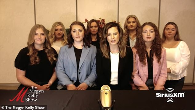 The lawsuit was filed against the Ohio-based KKG fraternity and its president Mary Pat Rooney, by sisters Jaylyn Westenbroek, Hannah Holtmeier, Allison Coghan, Grace Choate, Madeline Ramar and Megan Kosar (all pictured with their attorney talking to Megyn Kelly )