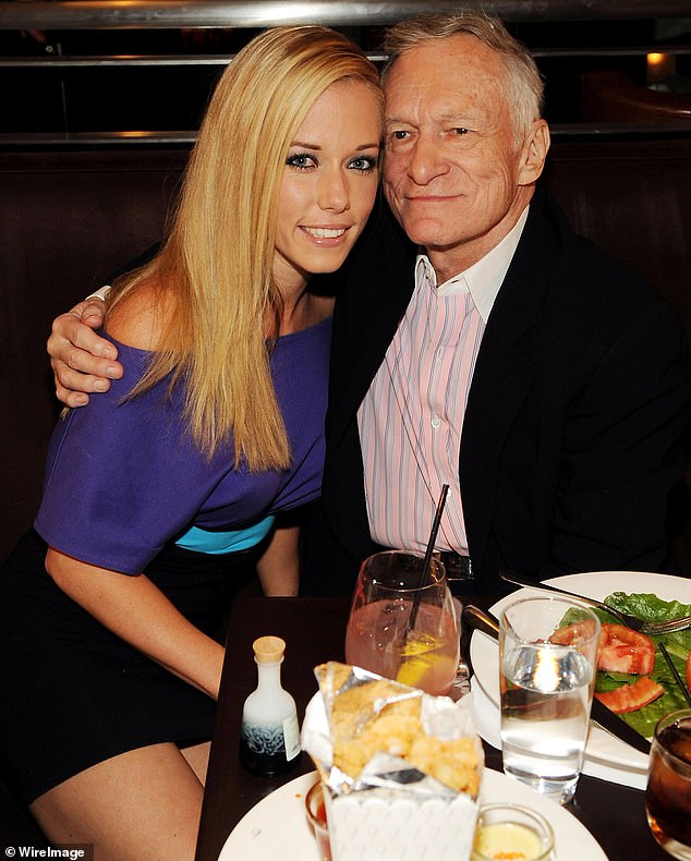 Flashback: Kendra rose to fame on the reality show The Girls Next Door about Hugh Hefner's girlfriends;  she is pictured with 'Hef' in Las Vegas in 2009