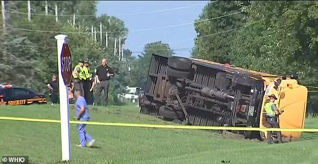 The vehicle, which had no seat belts, fell off the side of the roadway and landed on the ramp.