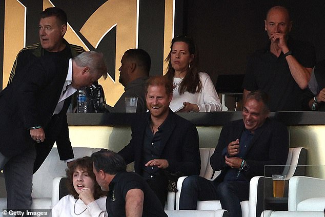 Prince Harry was one of the stars watching the game in Los Angeles on Sunday evening