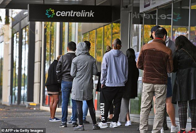 Australian unemployment is expected to rise to 4.5 percent next year.  Pictured are Aussies outside Centrelink