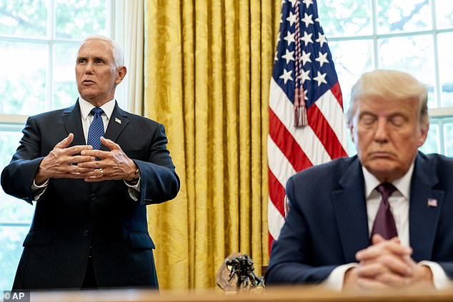 Mike Pence with Donald Trump in the Oval Office in September 2020 - Pence argued that the two men co-ruled as conservatives and that Trump has turned away from that