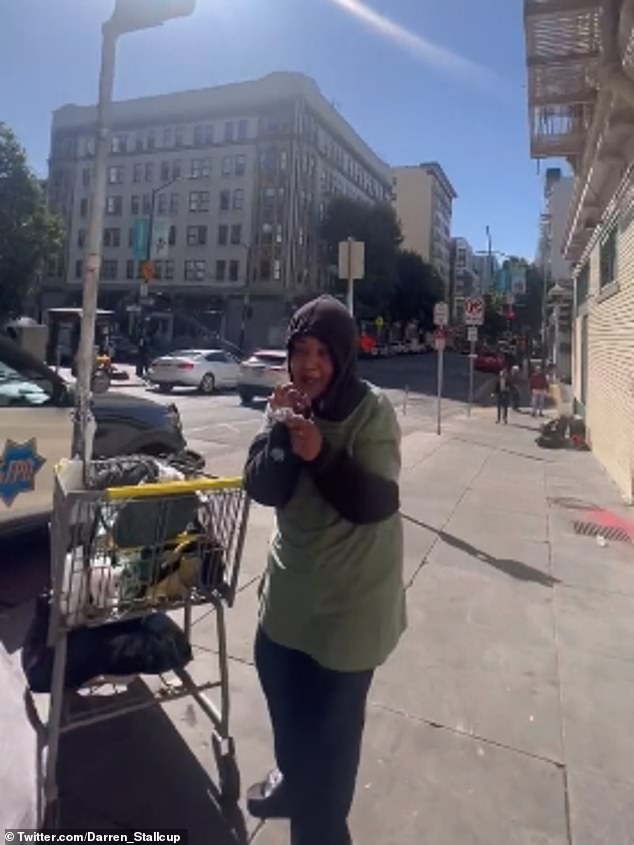 Stallcup shared the video, along with the caption, “San Francisco.  Wife attacks me for telling her not to smoke fentanyl next to kids playground.  Behind her, 5+ people smoking fentanyl next to the children's playground