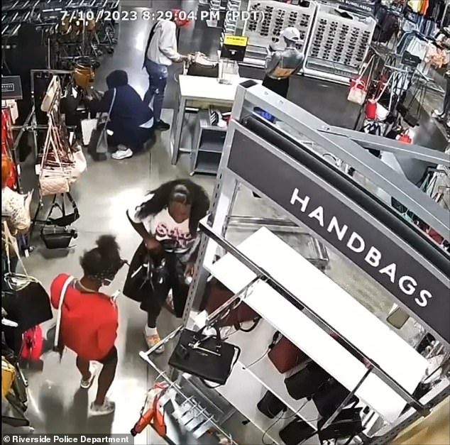 Suspects in a 'flash robbery' at a Nordstrom Rack in California ran to the accessories department and piled their arms with handbags