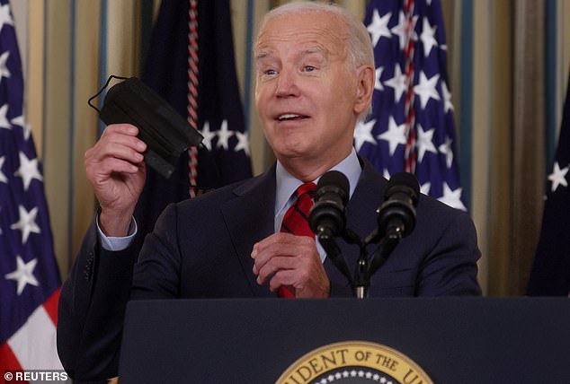 And on Wednesday, President Joe Biden showed off the mask he wasn't wearing when he appeared in the State Dining Room to briefly address union workers.