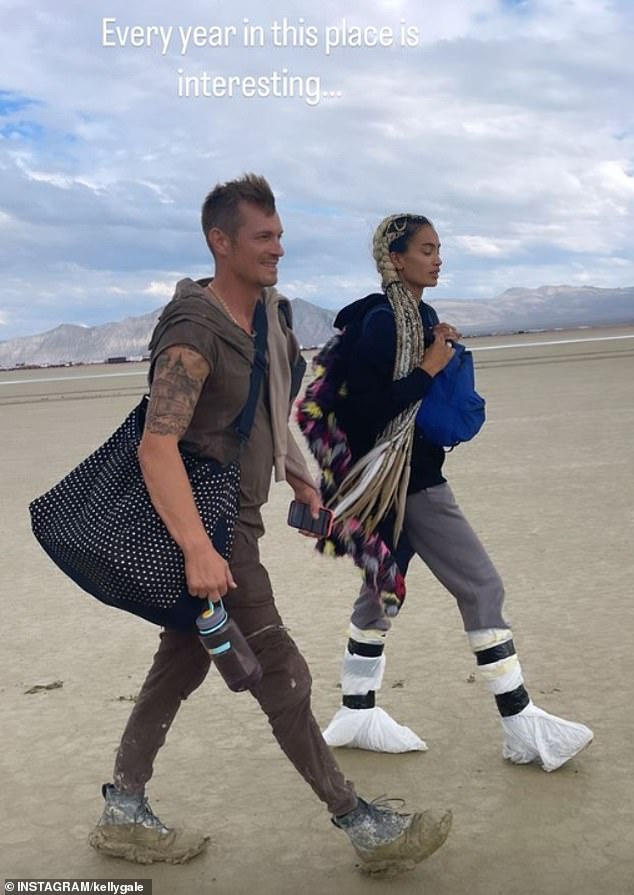 The Victoria's Secret model also posted a gallery of photos to her Instagram Stories, showing herself and Joel making their way through the desert mud back to civilization.