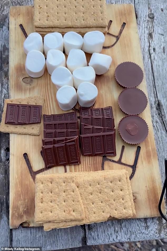 Added Reese touch: The actress, comedian, writer and producer also shared a video of the various ingredients she used for her s'mores, including Reese's Peanut Butter Cups