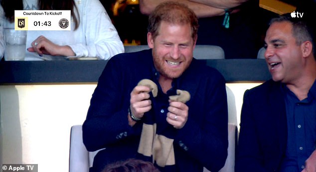 Prince Harry was seen on Sunday evening during a LAFC match against Inter Miami