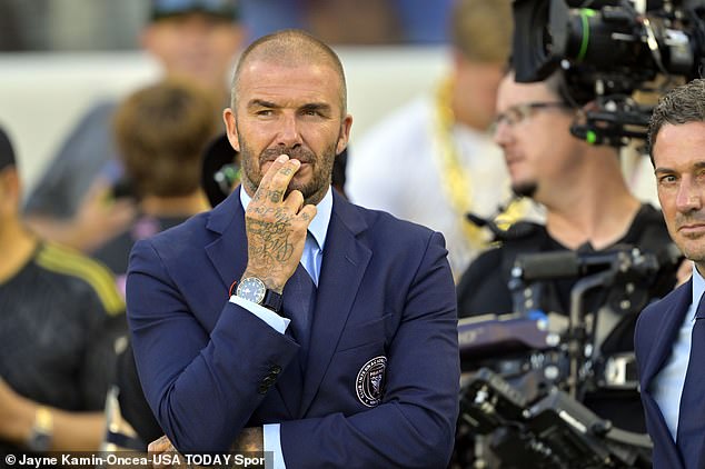 David Beckham, co-owner of Inter Miami, is pictured at the LAFC stadium on Sunday