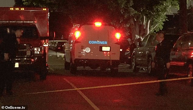 Police officers on the scene in Harbor City, a Los Angeles neighborhood where Loera and Guzman died from gunshot wounds and their one-year-old child was injured