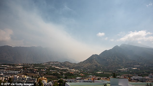 Smoke rises from La Caldera de Taburiente National Park as a forest fire that started on July 15 has destroyed 4,000 hectares of land, on the Canary Island of La Palma, July 18, 2023