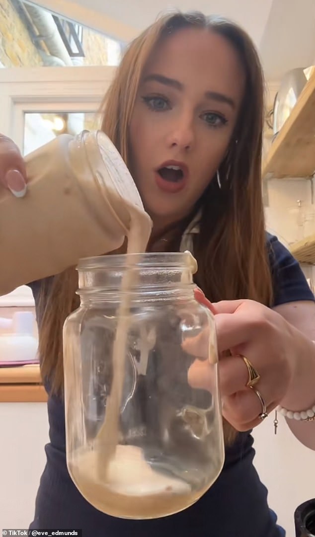 Eve said the consistency of the product changed once she put the ice cream in and mixed it, making it more like the barista-made Frappuccinos you get at the store