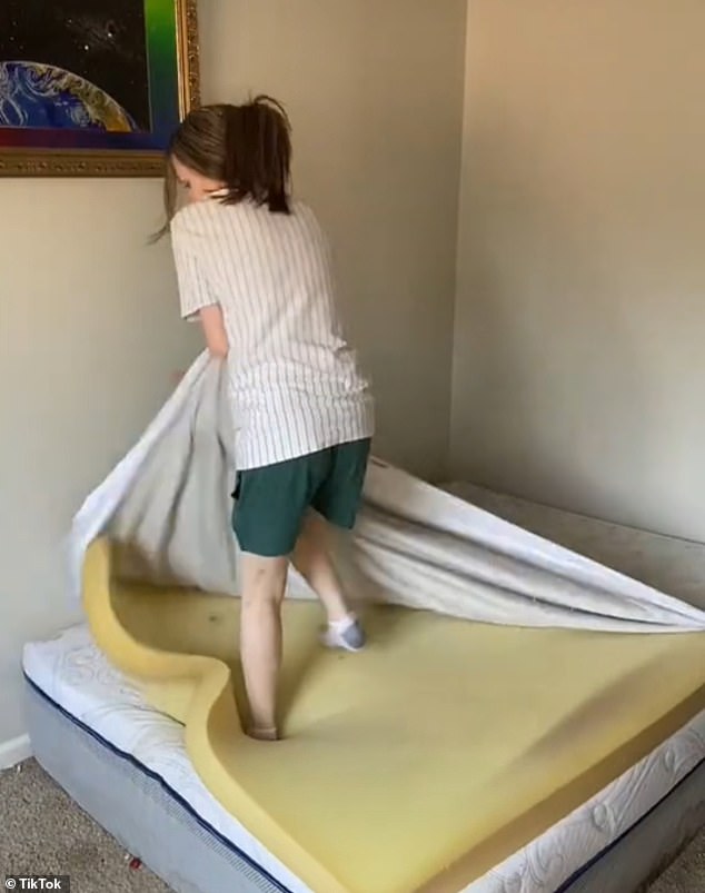 Her next task was to strip the bed and wash the linens - something else Amanda noted she hadn't done for 'maybe two months'