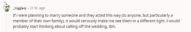 And other Reddit users didn't hold back, seeing the bride-to-be as the undeniable a-hole in the situation