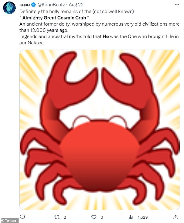 The US Space Agency shared this latest discovery on X (formerly known as Twitter), sparking a flurry of comments from space fans joking that the crab-like rock was the remains of the 