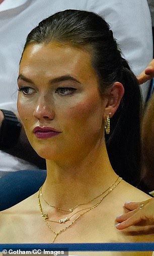 Overboard?  The 31-year-old global ambassador for Estée Lauder appeared to have been a bit heavy-handed with her bronzer, concealer, blush, dark brows and vampy lipstick for a sporting event