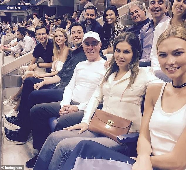 Alienated?  It's been seven years since Karlie attended the US Open alongside her brother-in-law Jared Kushner (L) and sister-in-law Ivanka Trump (2-L), former senior White House advisers to President Donald Trump.