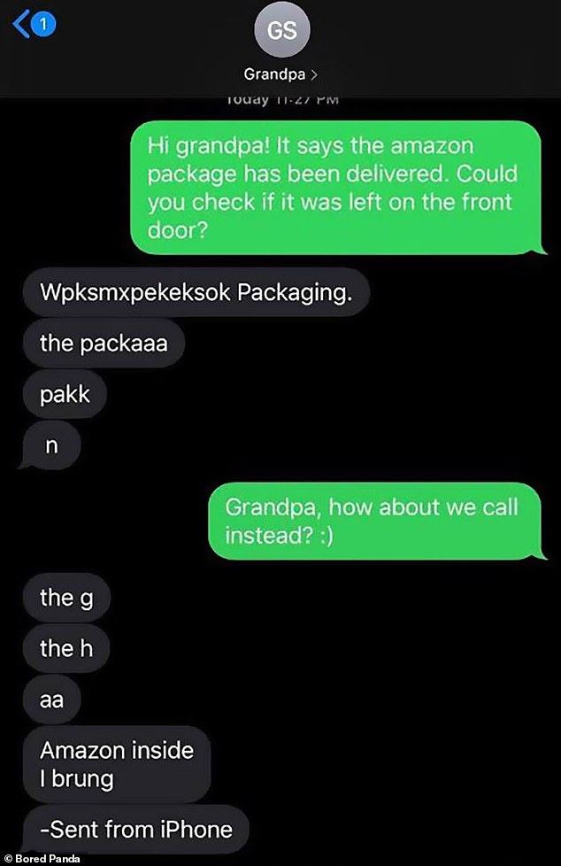 In an effort to be helpful, a grandfather went out of his way to text, but may have caused more confusion