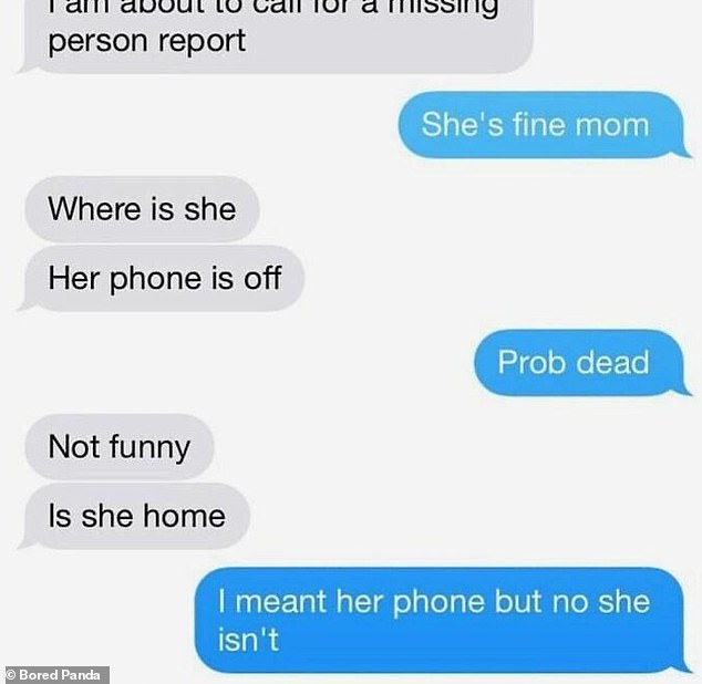 One text messager, who is believed to be from the US, worried his mother over a simple misunderstanding