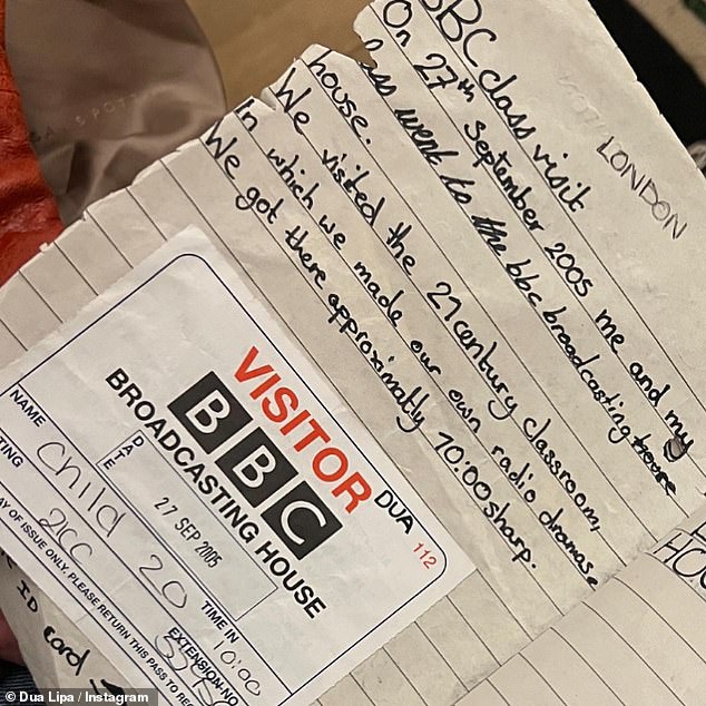 Childhood memories: The star came across a diary entry written after a school trip to the BBC studios, which clearly sparked her interest in radio