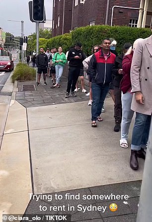 Huge lines of Sydneysiders line up to inspect an apartment in Randwick