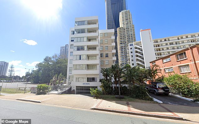 Mr English fell from the fourth floor balcony of The View Pacific Resort in Surfers Paradise