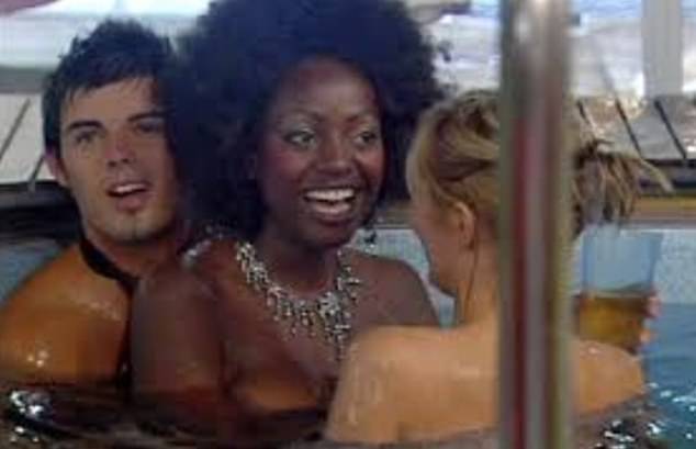 3's a throwd: In 2005, Makosi Musambasi (C) continued to fear she had gotten pregnant after an underwater romp with eventual winner of the show, Anthony Hutton (L), pictured with fellow housemate Orlaith McAllister