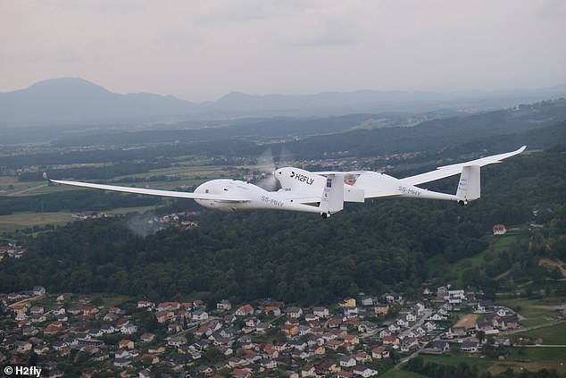 The hydrogen plane (above) took off from Maribor in Slovenia and 