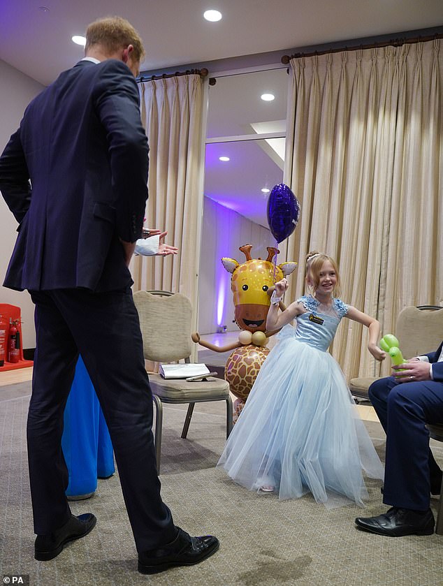 The seven-year-old performed a dance for the Duke of Sussex after meeting him backstage at the award ceremony