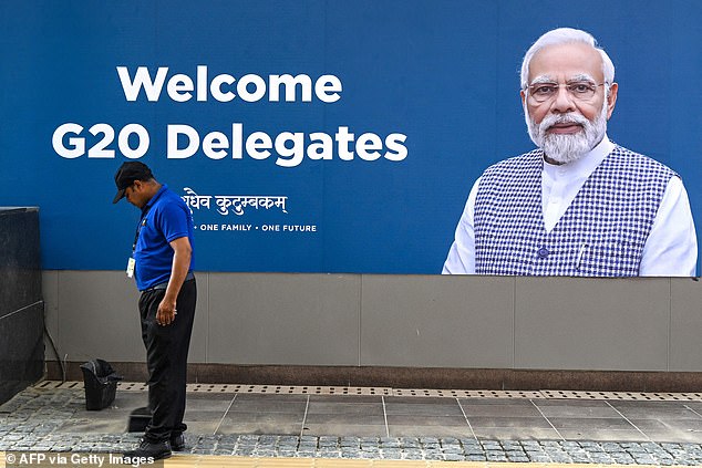 Mr Sunak faces tough debate on trade as he meets colleague Narendra Modi (pictured right) at meeting of powerful nations