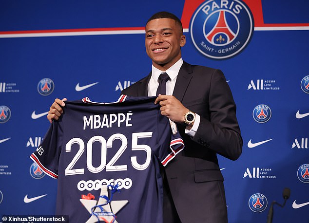 When he signed a new contract with PSG, he held a shirt with 'Mbappe 2025' on the back - the deal did not expire until 2025