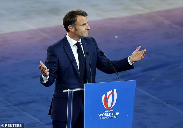 President Emmanuel Macron gave a speech but was initially booed by spectators