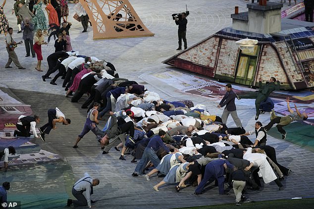 Performers formed the biggest scrum you'll see this World Cup as the show progressed