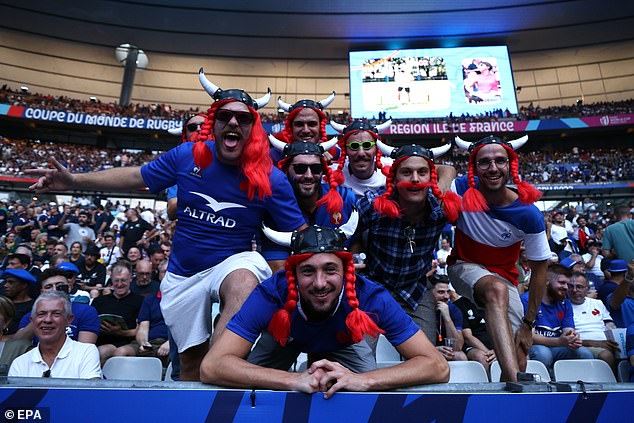 Rugby fever was in full swing among those who had secured tickets, and many fans were in costume