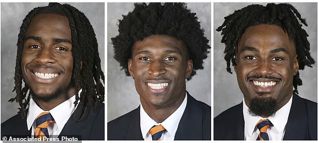 From left to right: Devin Chandler, Lavel Davis Jr.  and D'Sean Perry.  The three Virginia football players were killed in a shooting in Charlottesville while returning from a school trip