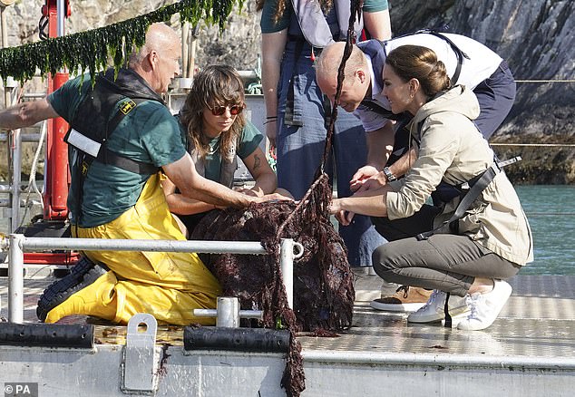 After an apparently quick change to more casual wear, the Prince and Princess of Wales visited the Car-Y-Mor seaweed farm in St Davids yesterday