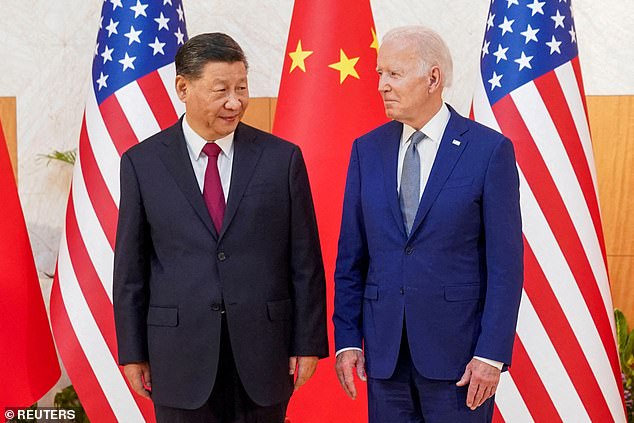 Relations between Chinese President Xi Jinping and Joe Biden have soured.  They are pictured here at the G20 summit in Bali, Indonesia, November 14, 2022